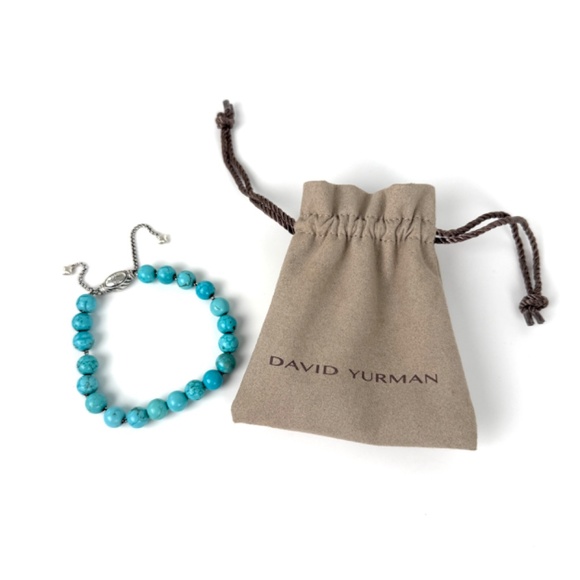 David Yurman Spiritual Bead Ball Blue Turquoise Adjustable Silver Bracelet - Picture 3 of 7